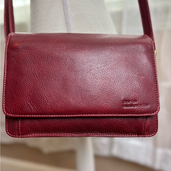 Derek Alexander East/West Half Flap Multi Compartment Red Leather Crossbody - Picture 8 of 13